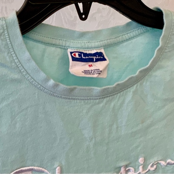 Champion Junior/Girls Cropped T-Shirt Teal SZ (M) Embroidered lettering on front - Picture 4 of 4